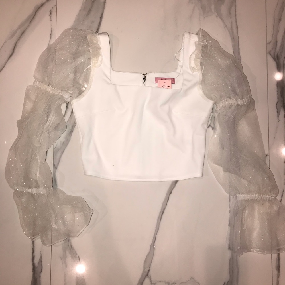 LILYS KLOSET White Chiffon Top Size S